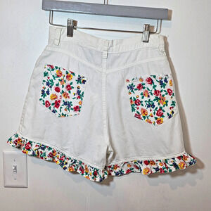 Vintage Gitano Floral Denim High Waist Shorts Size 10 Boho Cottagecore